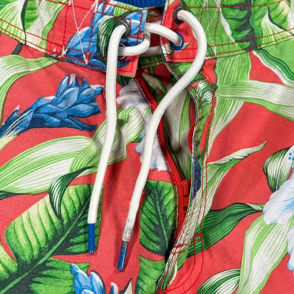 Tommy Bahama Swim Trunks Shorts Mens XL Red Tropical Floral Island Life